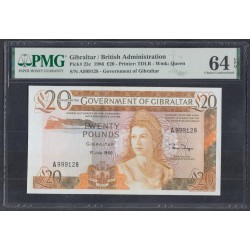 Гибралтар 20 фунтов 1986 (Gibraltar 20 pounds 1986) P 23c: UNC PMG 64 EPQ