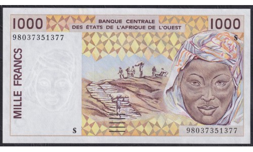 Гвинея - Биссау 1000 франков 1998 года (GUINE-BISSAU 1000 francs 1998) P 911Sb: UNC