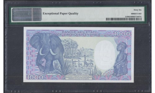Гвинея Экваториальная 1000 франков 1985, С Ошибкой (GUINEA ECUATORIAL 1000 francos 1985, ERROR) P 21 : UNC PMG 66 EPQ
