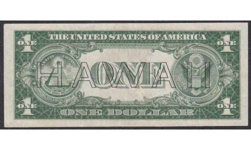 Гавайи 1 доллар Серебрянный Сертификат 1935А(1942) года, нечастые (1 Dollar 1935A (1942)  Remark Silver certificate - brown seal Overprint "Hawaii") P 36: F