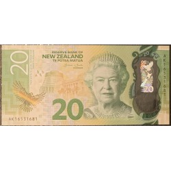 Новая Зеландия 20 долларов 2016 год, полимер пластик (New Zealand 20 dollars 2016, Polymer plastic) P 193 : UNC