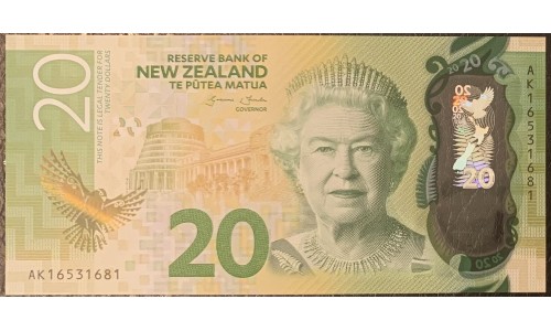 Новая Зеландия 20 долларов 2016 год, полимер пластик (New Zealand 20 dollars 2016, Polymer plastic) P 193 : UNC