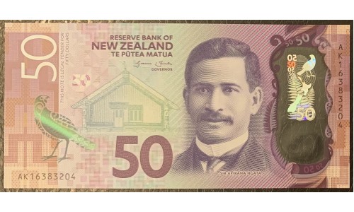 Новая Зеландия 50 долларов 2016 год, полимер пластик (New Zealand 50 dollars 2016, Polymer plastic) P 194 : UNC