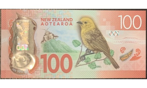 Новая Зеландия 100 долларов 2016 год, полимер пластик (New Zealand 100 dollars 2016, Polymer plastic) P 195 : UNC