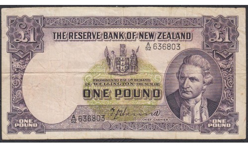 Новая Зеландия 1 фунт 1940-1955 годы (New Zealand 1 Pound 1940-1955) P 159a: VF
