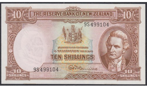 Новая Зеландия 10 шиллингов 1960-1967 годы (New Zealand 10 Shillings 1960-1967) P 158d: UNC