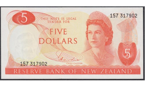 Новая Зеландия 5 долларов 1977-81 год (New Zealand 5 dollars 1977-81) P 165d: UNC 