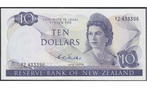 Новая Зеландия 10 долларов 1968-75 год (New Zealand 10 dollars 1968-75) P 166b: UNC-/UNC 
