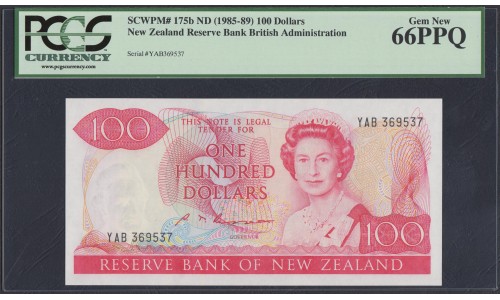 Новая Зеландия 100 долларов 1985-89 год (New Zealand 100 dollars 1985-89) P 175b: UNC 66!!!!!