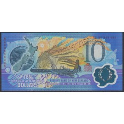 Новая Зеландия 10 долларов 2000 год МИЛЕНИМУМ, полимер пластик, красная серия (New Zealand 10 dollars 2000, Polymer plastic, red serial) P 190b: UNC