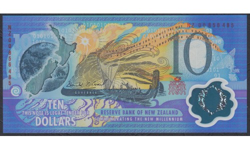 Новая Зеландия 10 долларов 2000 год МИЛЕНИМУМ, полимер пластик, красная серия (New Zealand 10 dollars 2000, Polymer plastic, red serial) P 190b: UNC