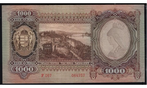 Венгрия 1000 пенго 1943 года (Hungary 1000 Pengo 1943) P 116: UNC--