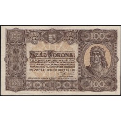 Венгрия 100 корон 1923 года (Hungary 100 korona 1923) P 73a : aUNC