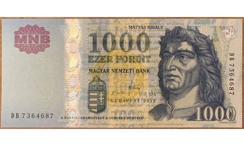 Венгрия 1000 форинтов 2012 года (Hungary 1000 Forint 2012) P 197d : UNC