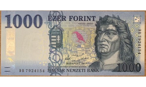Венгрия 1000 форинтов 2017 года (Hungary 1000 Forint 2017) P 203a : UNC