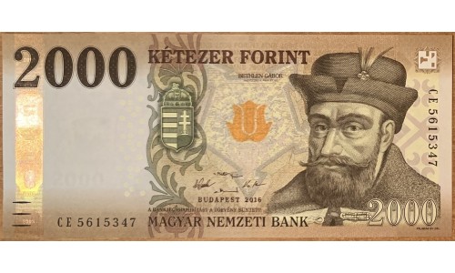Венгрия 2000 форинтов 2016 года (Hungary 2000 Forint 2016) P 204a : UNC