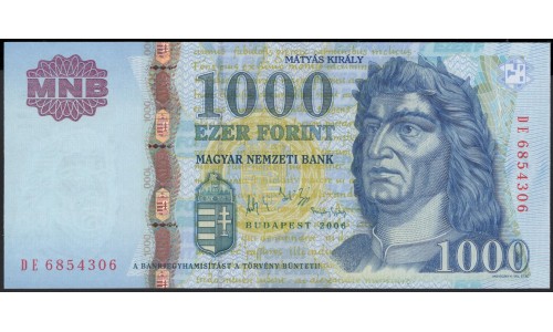 Венгрия 1000 форинтов 2006 года (Hungary 1000 Forint 2006) P 195b : UNC