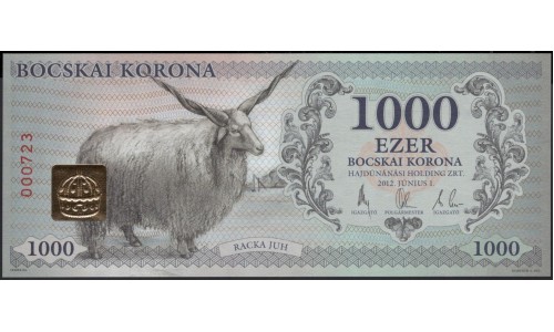 Венгрия городской выпуск 1000 боцcкай корона 2012 года (Hungary local issue 1000 bocskai korona 2012): UNC