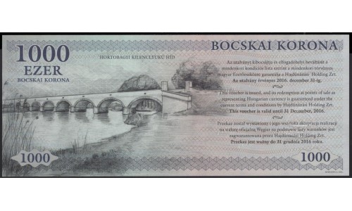 Венгрия городской выпуск 1000 боцcкай корона 2012 года (Hungary local issue 1000 bocskai korona 2012): UNC