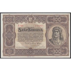 Венгрия 100 корон 1920 года (Hungary 100 korona 1920) P 63: UNC--