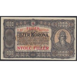 Венгрия 8 филлеров 1000 корон 1923(1925) года (Hungary 8 Filler on 1000 Korona 1923 (1925) P 81а: aUNC