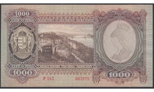 Венгрия 1000 пенго 1943 года (Hungary 1000 Pengo 1943) P 116: UNC