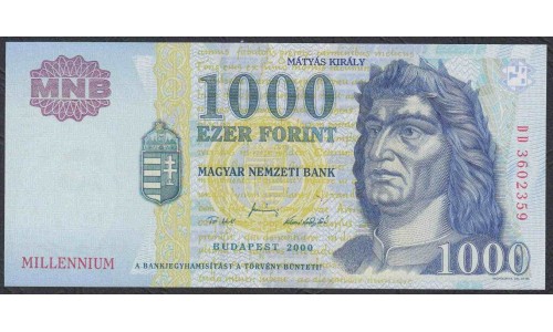 Венгрия 1000 форинтов 2000 года, МИЛЛЕНИУМ (Hungary 1000 Forint  2000, MILLENIUM) P 185: UNC
