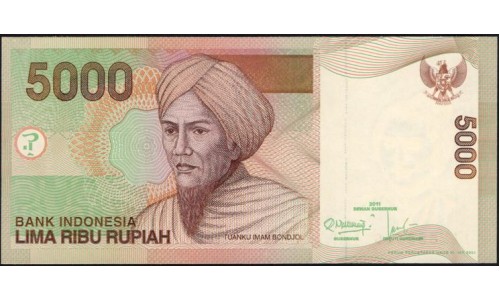 Индонезия 5000 рупий 2001 (2011) г. (Indonesia 5000 rupiah 2001 (2011) year) P 142k : UNC
