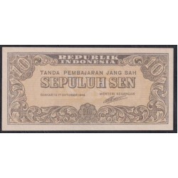 Индонезия 10 сен 1945 г. (Indonesia 10 sen 1945 year) P15a:UNC