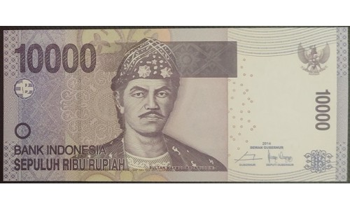 Индонезия 10000 рупий 2014 г. (Indonesia 10000 rupiah 2014 year) P150f:UNC