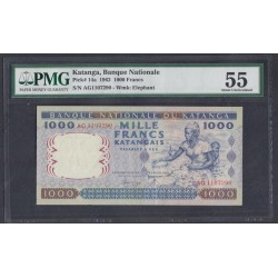 Катанга 1000 франков 1962 год (KATANGA 1000 francs 1962) P 14a: aUNC PMG 55 