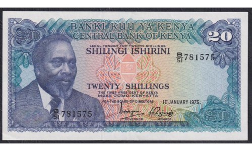 Кения 20 шиллингов 1975 года (KENYA 20 shillings 1975) P13b: UNC