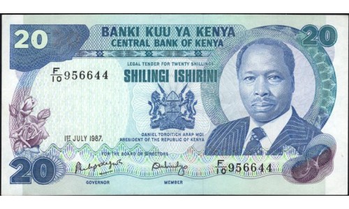 Кения 20 шиллингов 1987(KENYA 20 shillings 1987) P21f : UNC