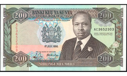 Кения 200 шиллингов 1990 (KENYA 200 shillings 1990) P29b : UNC