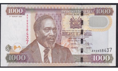 Кения 1000 шиллингов 2 августа 2004 года (KENYA 1000 shillings  2004) P 45c: UNC