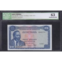 Кения 20 шиллингов 1969 год (KENYA 20 shillings 1969) P 8a: ICG 63 UNC