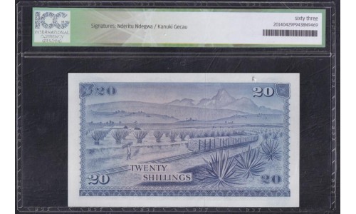 Кения 20 шиллингов 1969 год (KENYA 20 shillings 1969) P 8a: ICG 63 UNC