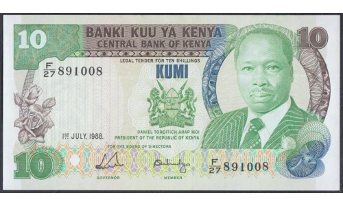 Кения 10 шиллингов 1988 год (KENYA 10 shillings 1988) P 20g: UNC