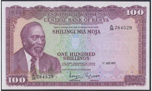 Кения 100 шиллингов 1972 год (KENYA 100 shillings 1972) P 10c: UNC