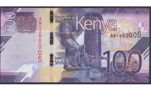 Кения 100 шиллингов 2019 год (KENYA 100 shillings 2019) P W53: UNC