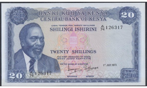 Кения 20 шиллингов 1973 год (KENYA 20 shillings 1973) P 8d: UNC