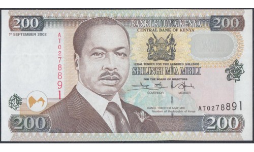 Кения 200 шиллингов 2002 год (KENYA 200 shillings 2002) P 38h: UNC