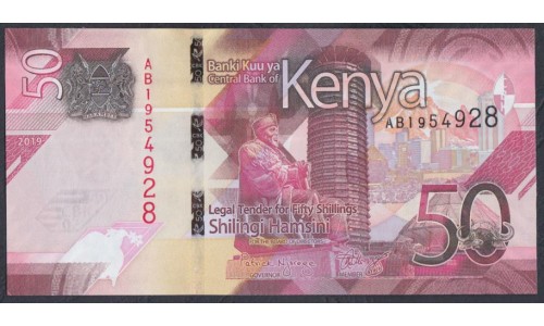 Кения 50 шиллингов 2019 год (KENYA 50 shillings 2019) P W52: UNC