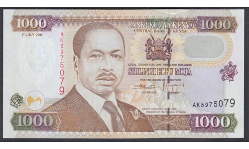 Кения 1000 шиллингов 2001 года (KENYA 1000 shillings 2001) P 40d: UNC