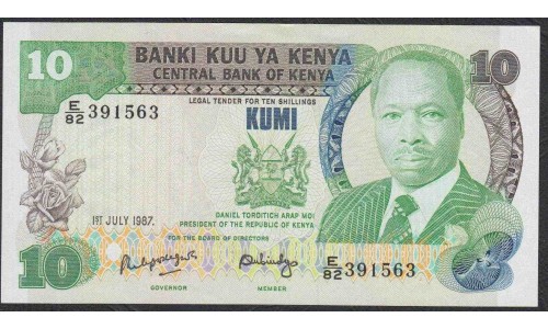 Кения 10 шиллингов 1987 года (KENYA 10 shillings 1987) P20f: UNC