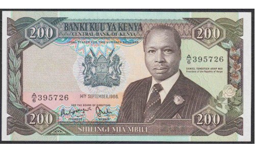 Кения 200 шиллингов 1986 года (KENYA 200 shillings 1986) P 23Aa: UNC