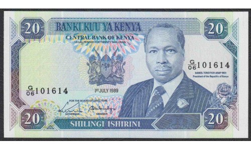 Кения 20 шиллингов 1989 года (KENYA 20 shillings 1989) P25b:  UNC