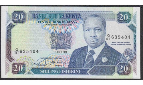 Кения 20 шиллингов 1991 года (KENYA 20 shillings 1991) P25d:  UNC