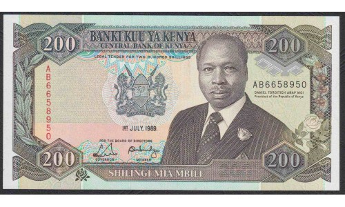 Кения 200 шиллингов 1989 года (KENYA 200 shillings 1989) P29a: UNC
