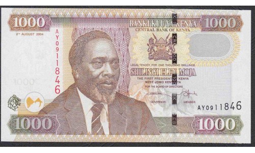 Кения 1000 шиллингов 2 августа 2004 года (KENYA 1000 shillings  2004) P 45c: UNC
